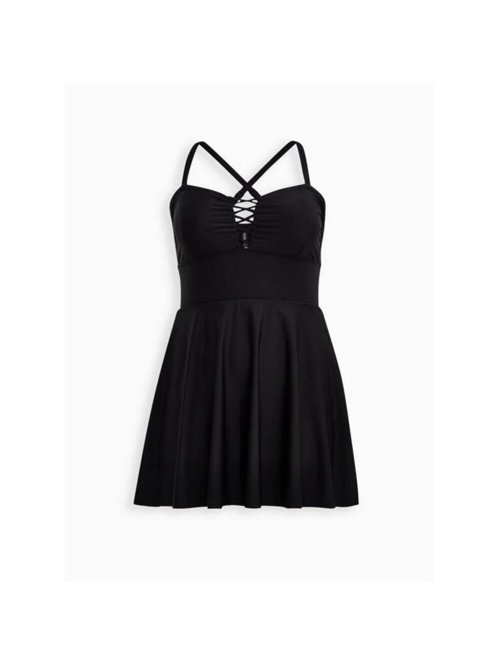 Torrid Wireless Long Lattice Front Swim Dress With Brief (Sz 2/2X)